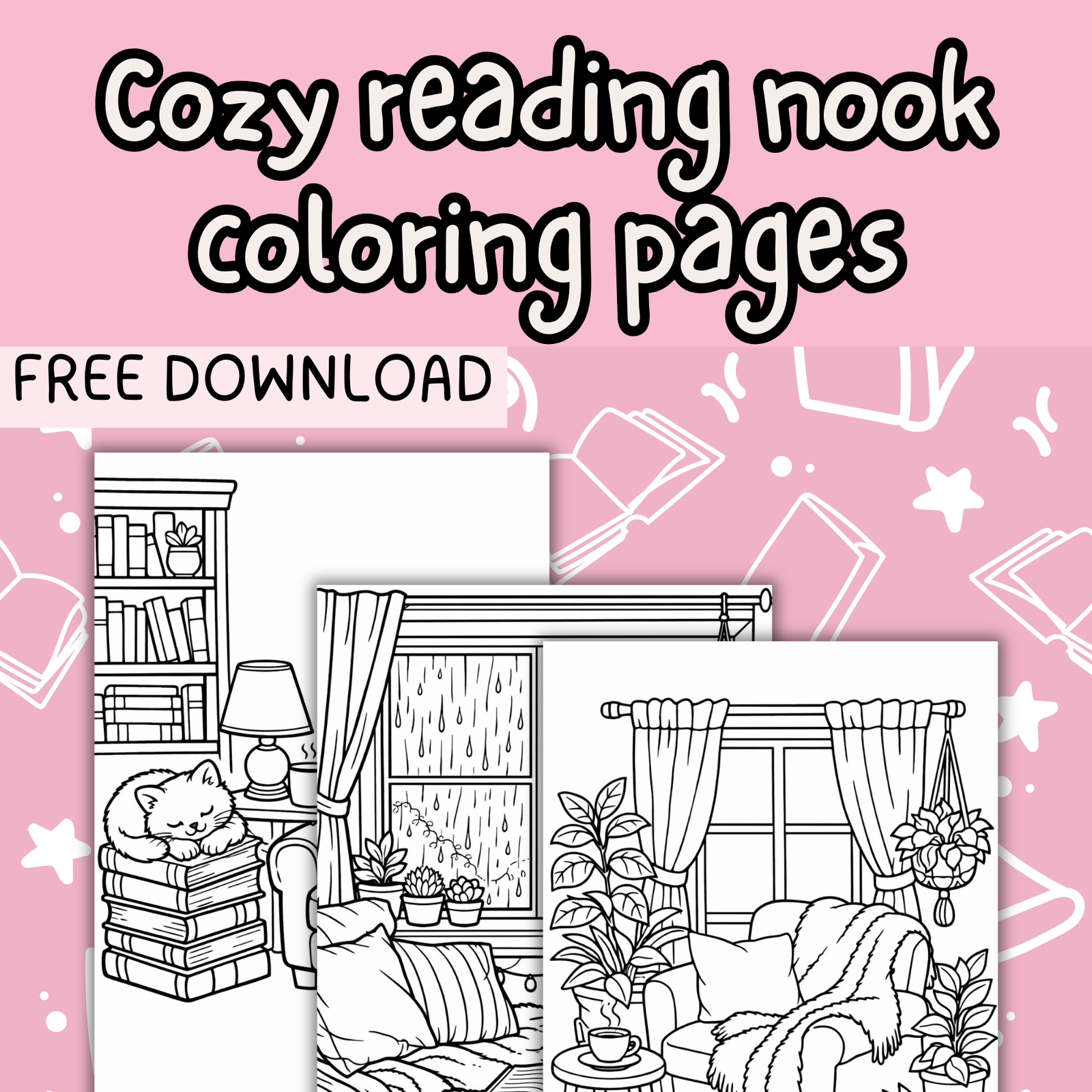 cozy reading nook coloring pages