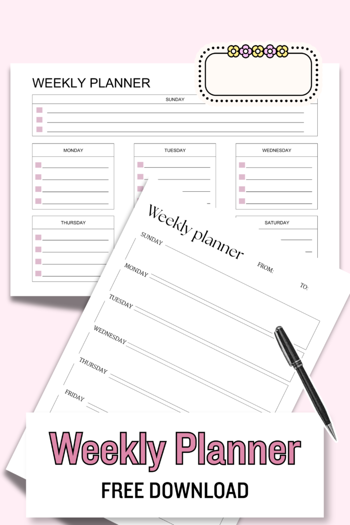 free weekly planners