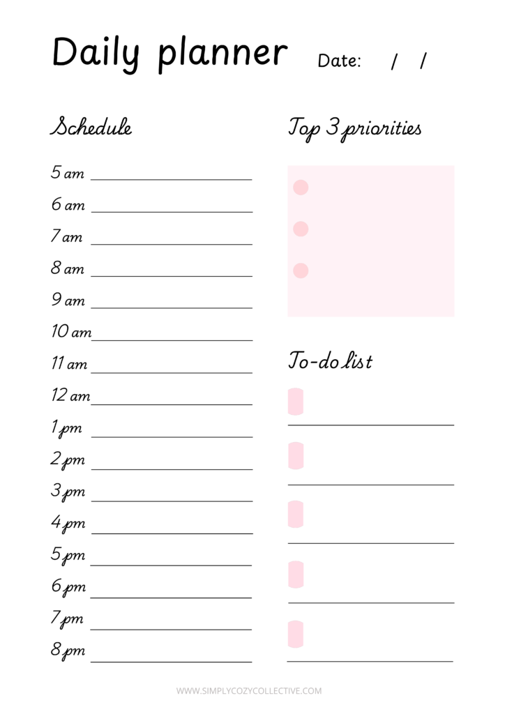 free daily planners