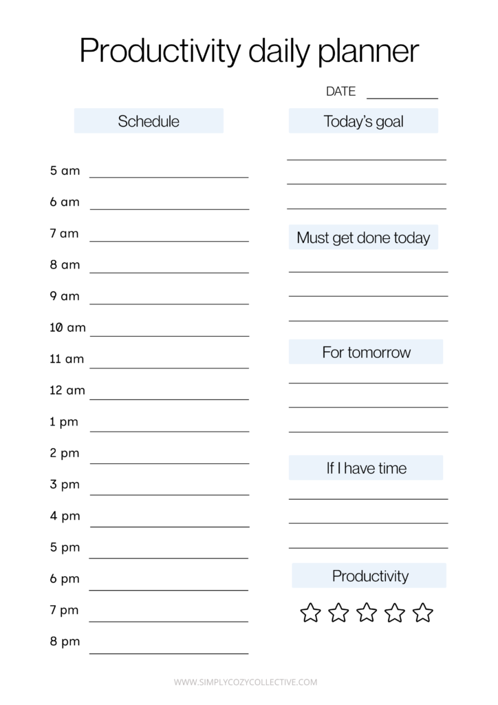 free daily planners