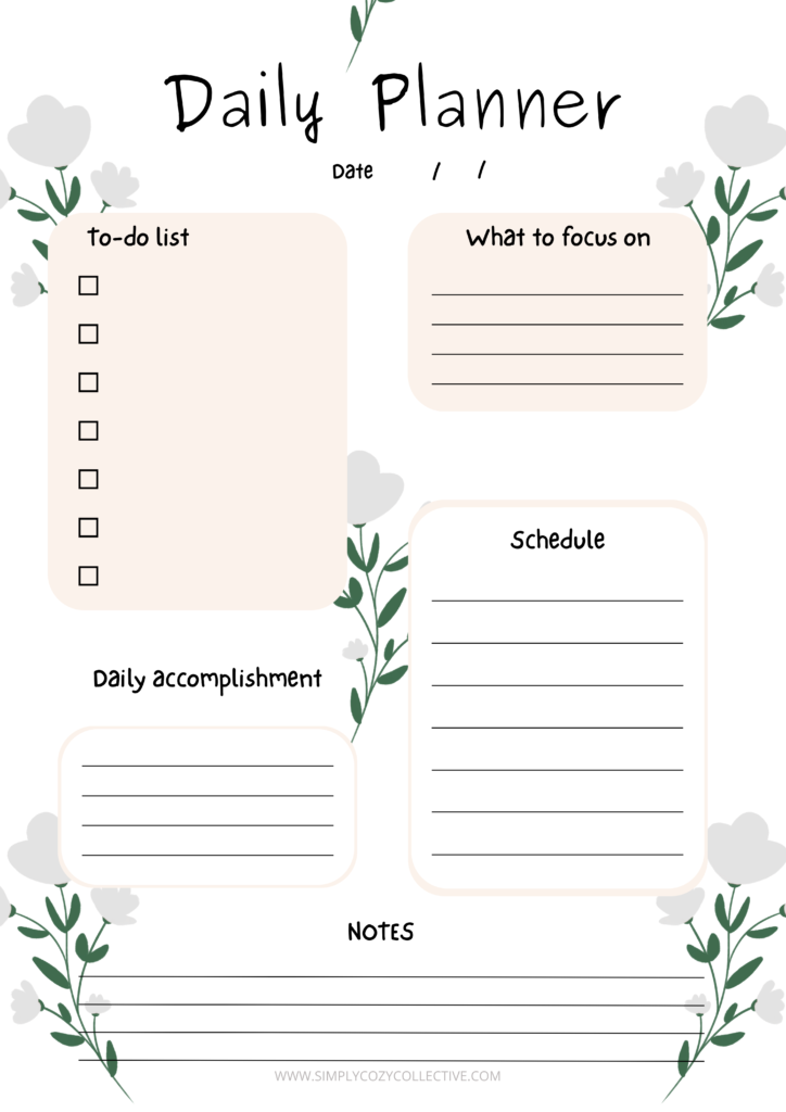 free daily planners