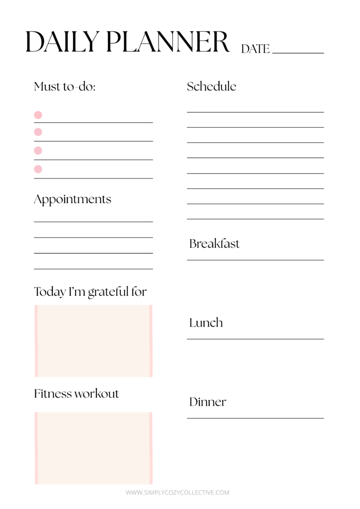 free daily planners