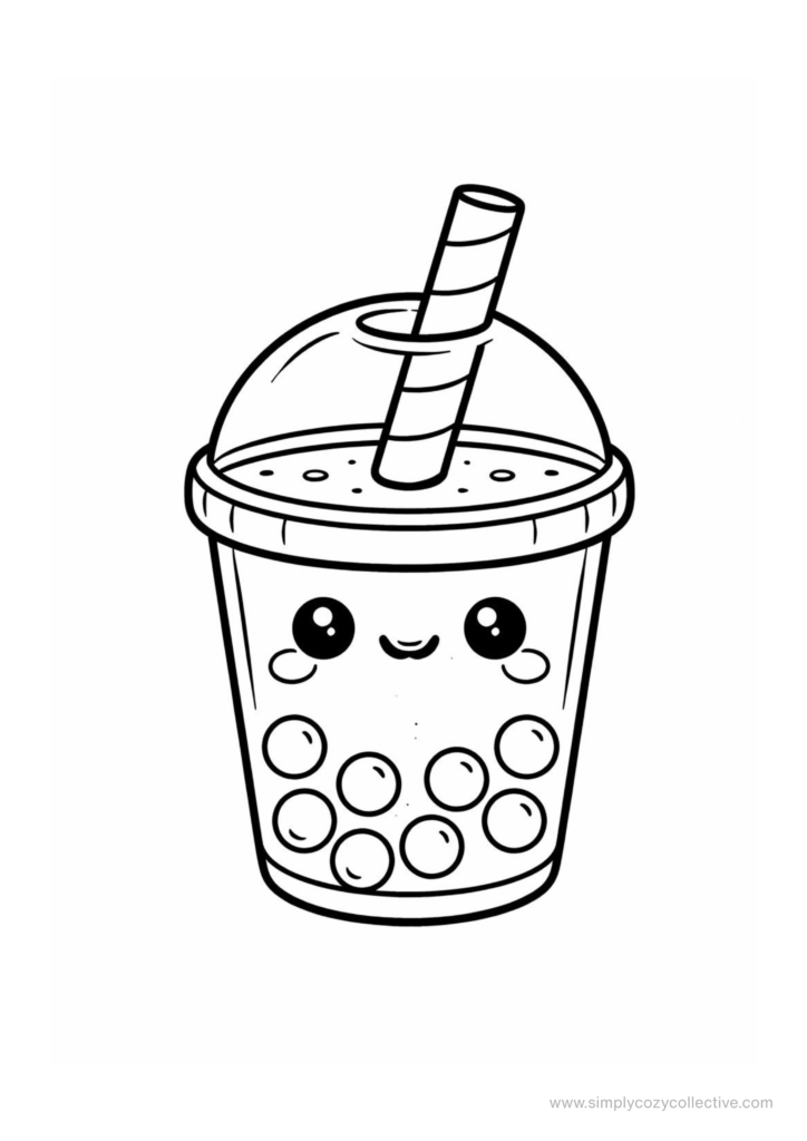 Kawaii ice cream and iced drink coloring pages